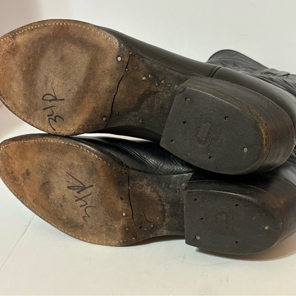 Nocona Classic Black Deertan Leather Cowboy Boots - Picture 9 of 9